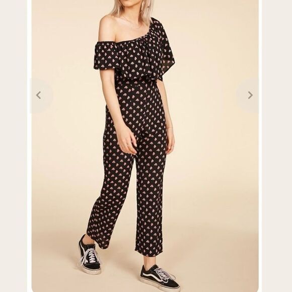 Flynn Skye Black‎ Floral Claire Jumpsuit Size Small - Picture 9 of 9
